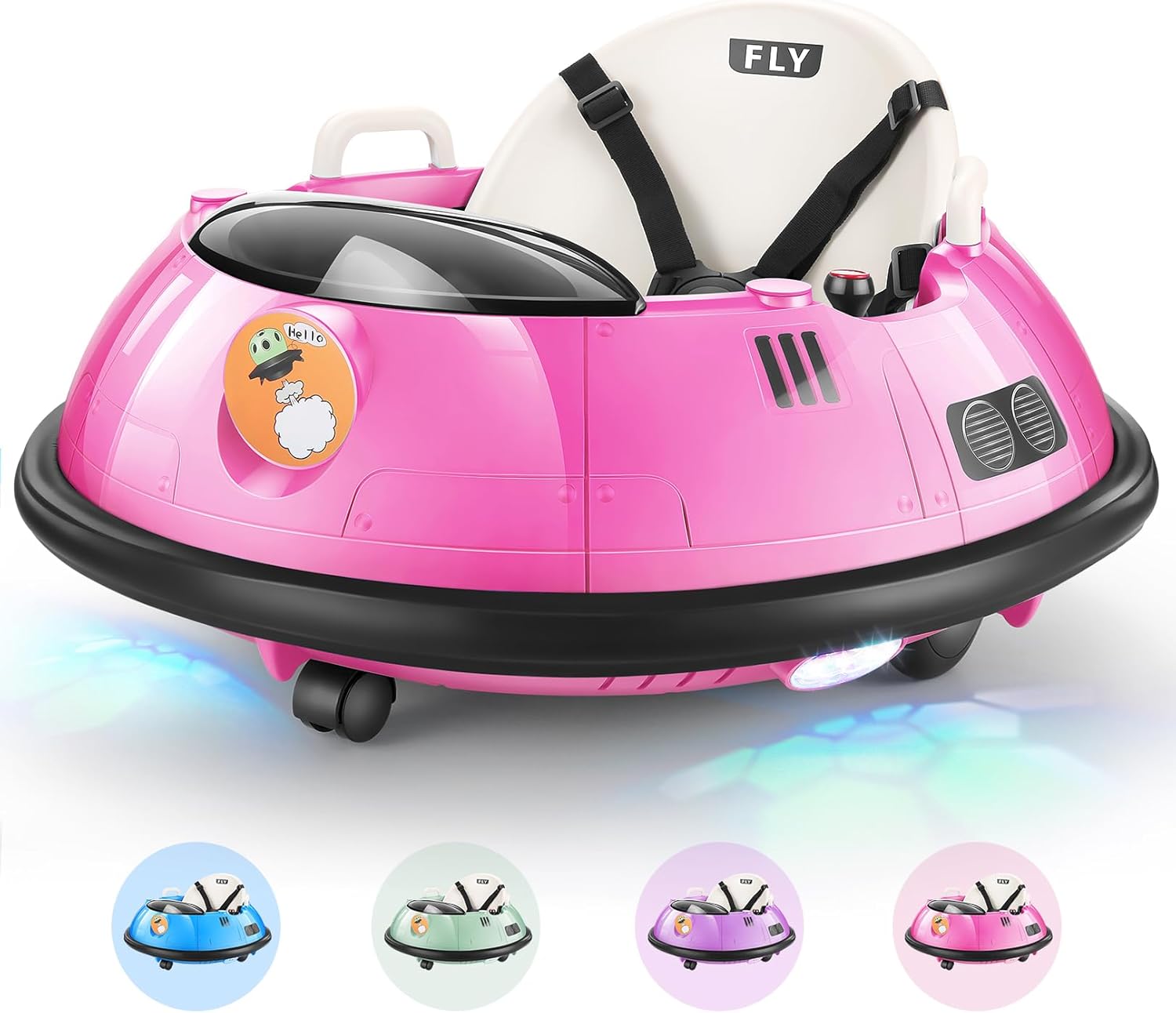 Hikole Kids Bumper Car with Remote Control, Electric Ride On Bumper Car for Toddler Ages 1.5-5 Years Old, Flashing LED Light, 360 Degree Spin, Safety Belt, Gift for Boys Girls, Pink