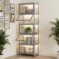 Magshion Display Cabinet, 5-Tier Curio Cabinet with Acrylic Doors, 67.5' Tall Curio Display Case, Showcase, Corner Shelf for Living Room, Bedroom, Playroom, Grey, 12.5' D x 23' W x 67.5' H