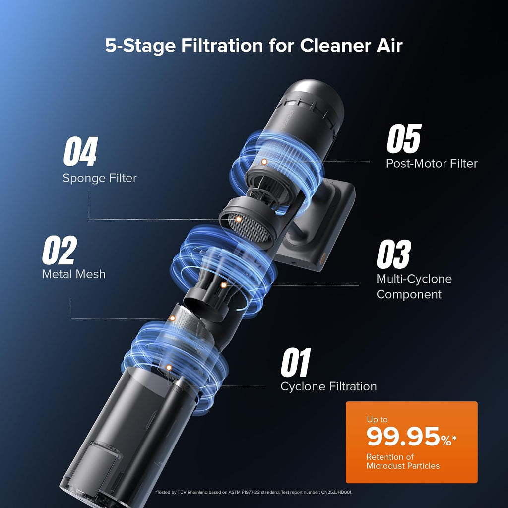 roborock H60 Hub Ultra Cordless Vacuum Cleaner with Auto-Empty Dock, 210AW Suction Stick Vacuum Cleaners for Home and Pet Hair, Rechargeable, 90-Min Runtime, Anti-Tangle Brush, 140° LED Dust Detection