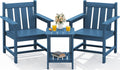 SEWRWALL 3 Pieces Patio Bistro Set, All Weather Adirondack Chair Set with Side Table, HDPE Material Outdoor Patio Furniture Set for Balcony, Porch, Garden, Backyard- Navy