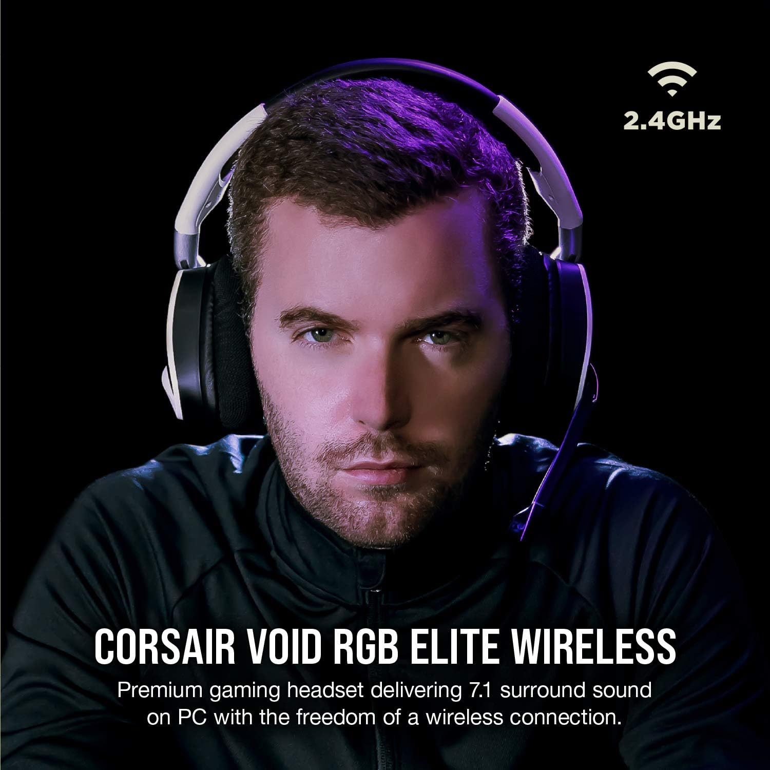 Corsair Void RGB Elite Wireless Gaming Headset – 7.1 Surround Sound – Omni-Directional Microphone – Microfiber Mesh Earpads – Up to 40ft Range – iCUE Compatible – PC, Mac, PS5, PS4 – White