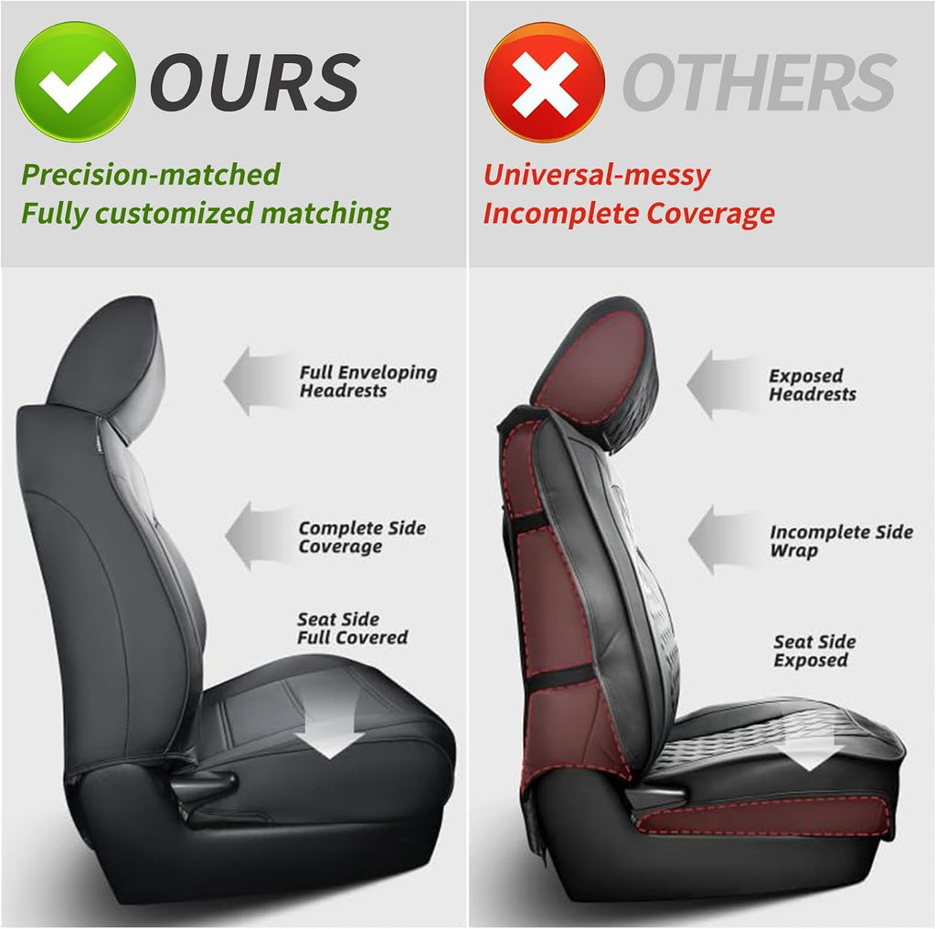 coverdream Leather Seat Covers for Toyota Sienna 2021–2026 XSE/XLE/Limited/Platinum/Woodland,7-Passenger,2nd Row w/No Leg Rest,Custom Fit Full Set Waterproof Seat Protector,Black & Diamond