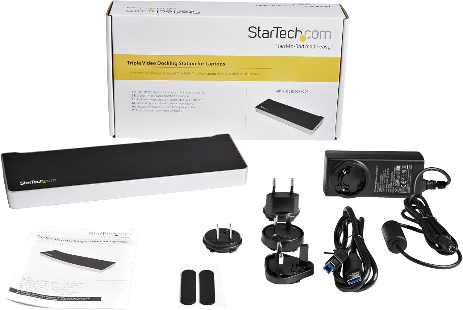 StarTech.com Triple Monitor USB 3.0 Docking Station, 2x 4K DisplayPort & HDMI, USB Type A Universal Laptop Dock, Windows/Mac, TAA