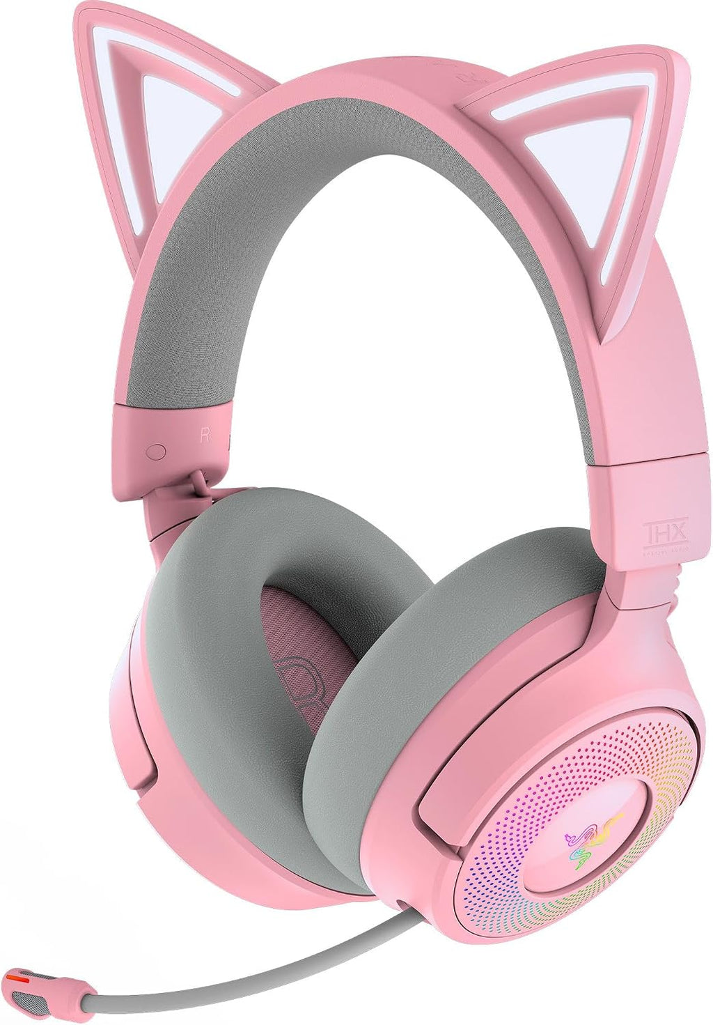 Razer Kraken Kitty V3 Pro Wireless RGB Gaming Headset: Chroma RGB Kitty Ears - 2.4 GHz, Bluetooth 5.3, USB A - Super Wideband Mic - 40mm Drivers - THX Spatial Audio - Comfortable Ear Cushions - Pink