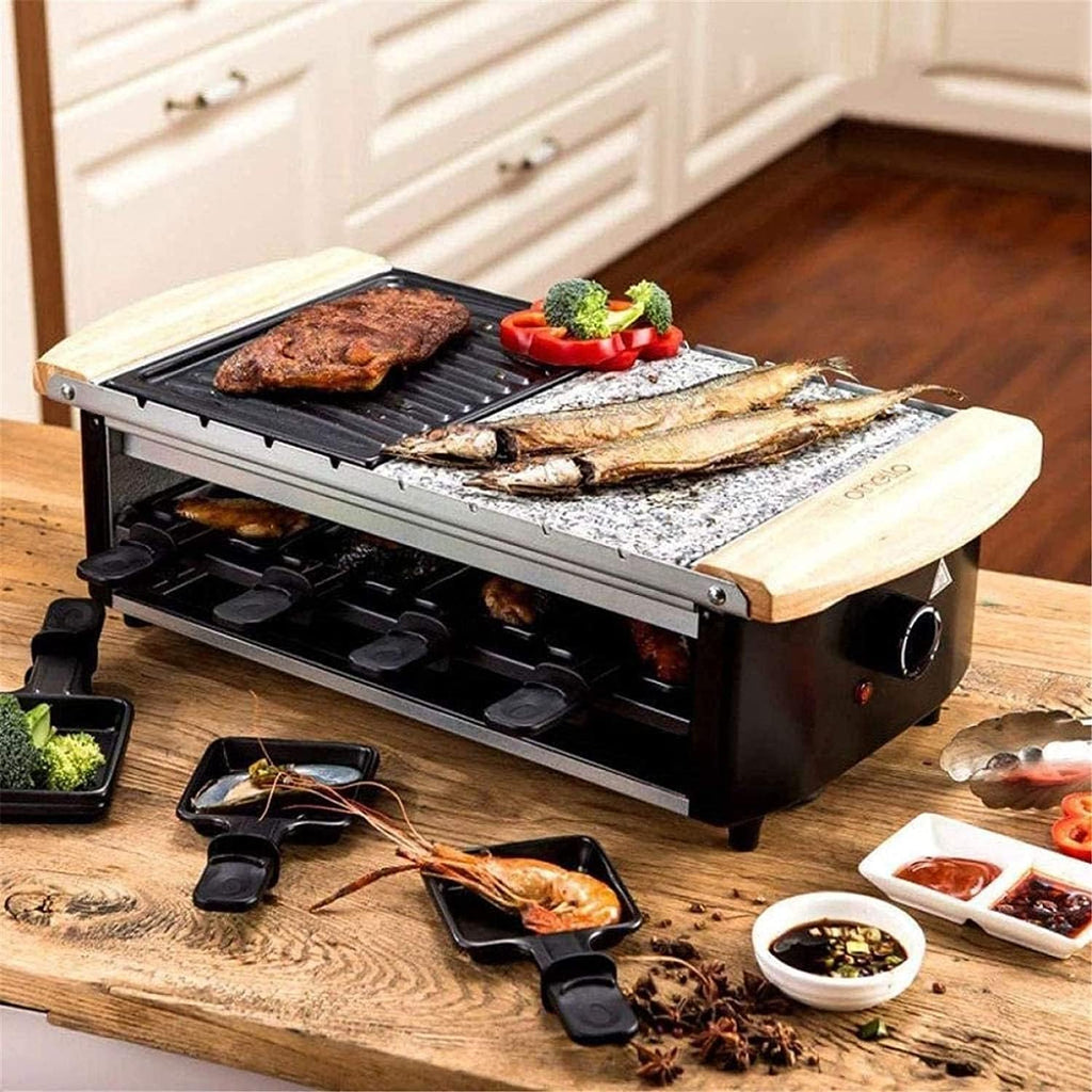 Korean BBQ Grill Electric Smokeless Portable BBQ Indoor Barbecue Grill Water Filled Drip Tray Reduced Odour Smoke, with 8 Baking Pans 1800 W,Portable Nonstick Griddle