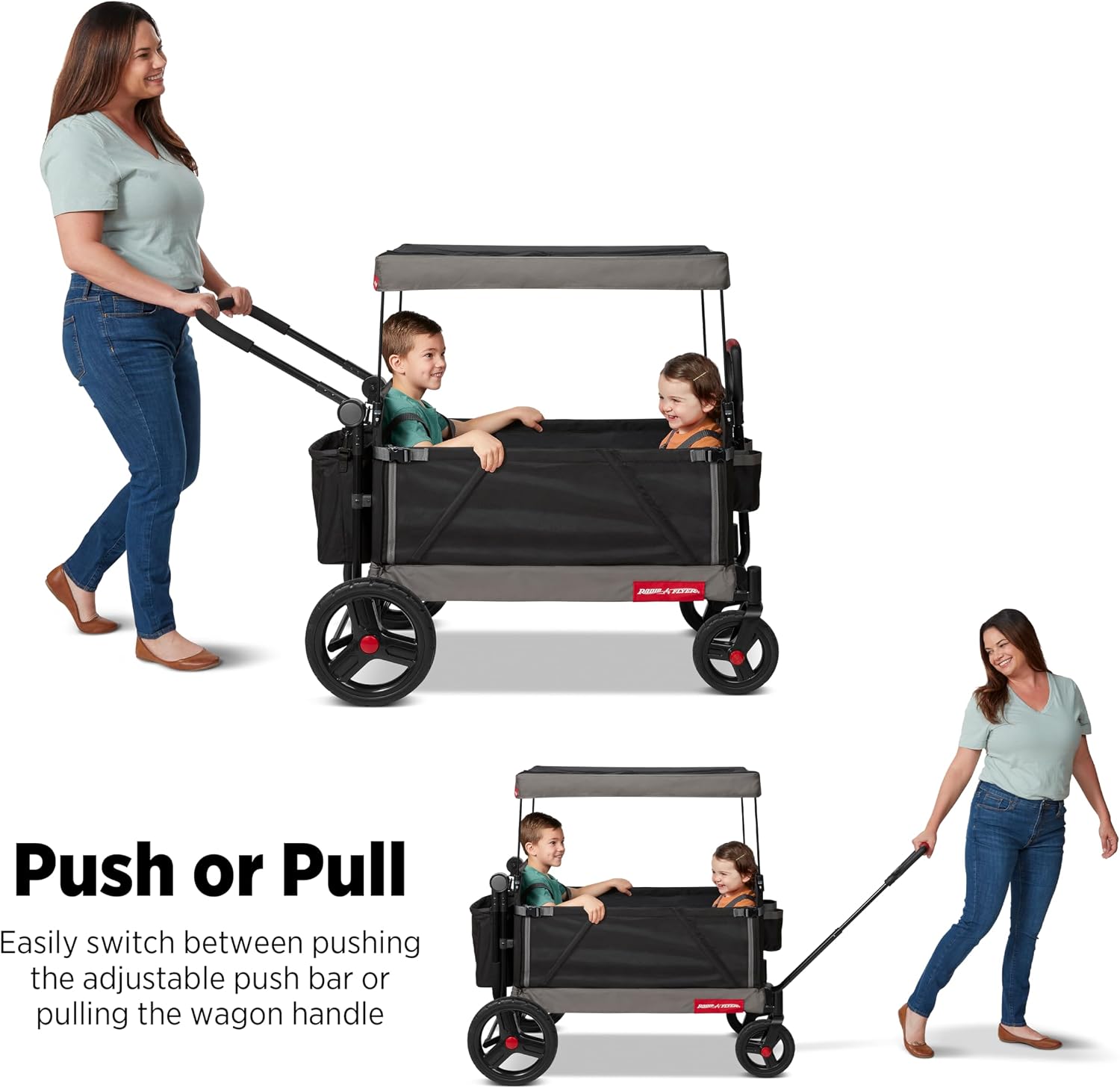 Radio Flyer Wagon for Kids, Baby Stroller, Outside Toys for Toddlers 1-3, Rolling Cart, Beach Cart with Wheels, Trav'ler Stroller Wagon with Protective Cover, for Ages 1+ Years