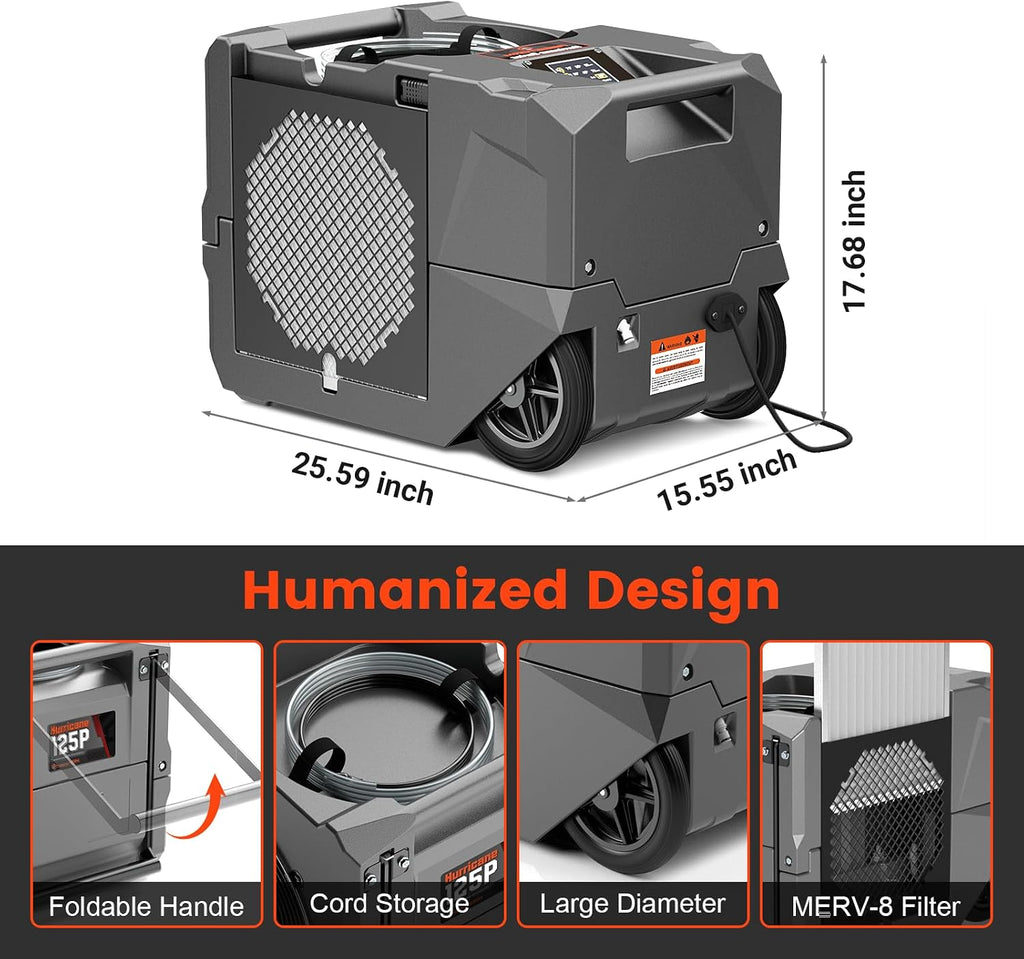 Abestorm 264 PPD Commercial Dehumidifiers with Pump and Drain Hose, Portable Industrial Dehumidifiers for Large Space, Basement, Home and Garage, Auto Defrosting