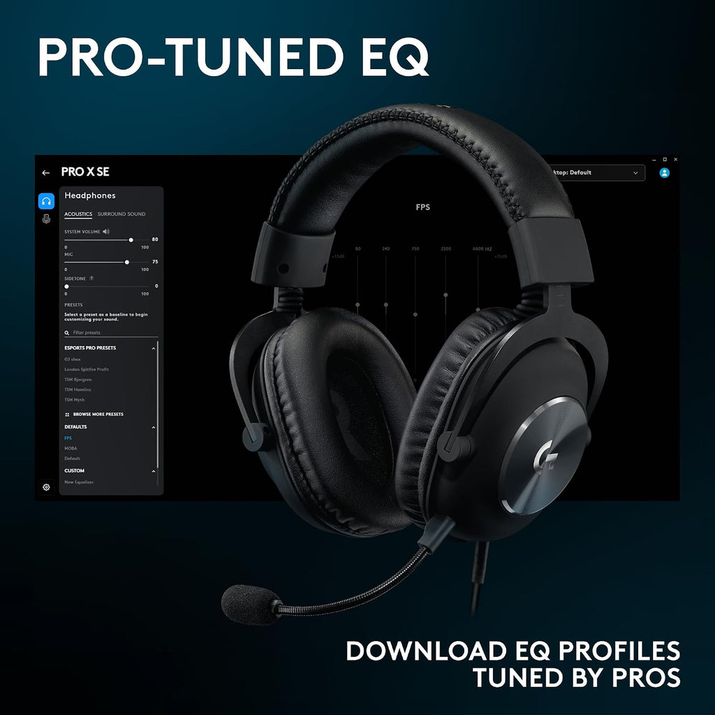 Logitech G Pro X SE Wired Gaming Headset with Microphone: Detachable Mic, DTS Headphone:X 7.1, Memory Foam Ear Pads, 50 mm Drivers, USB DAC Incl. - Black, Pack of 4