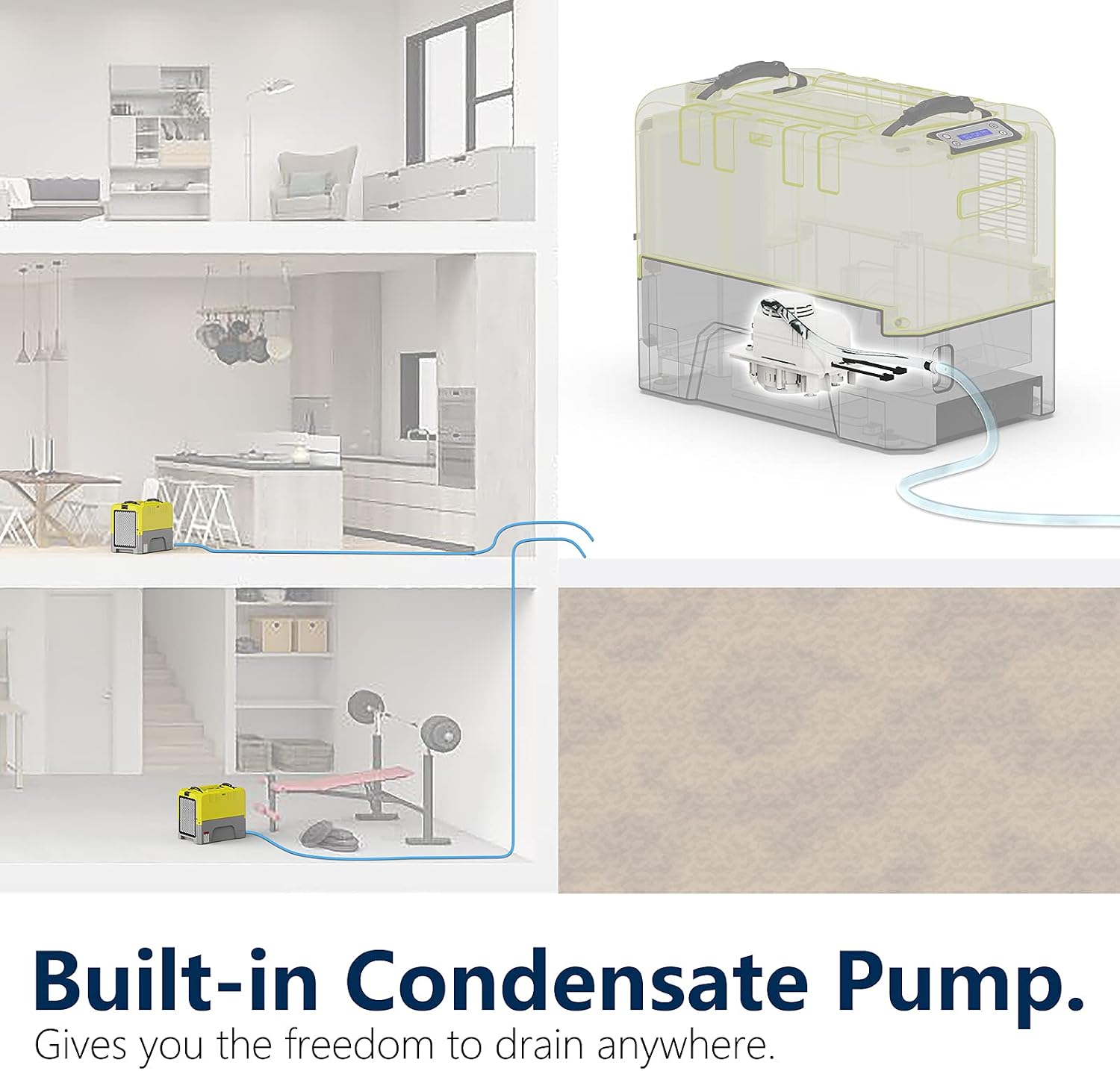 ALORAIR 180 PPD Commercial Dehumidifiers with Smart WiFi, Crawl Space Basement dehumidifier with Pump, Industry Water Damage Unit, Compact, Portable, Memory Starting, (Pack of 4) yellow