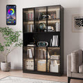 Bobve 78.7' H Display Cabinet with 6 Glass Doors and APP Control LED Lights,Storage Cabinets Modern Bookcase with Hutch for Collectible,Display Case Trophy Case,Black