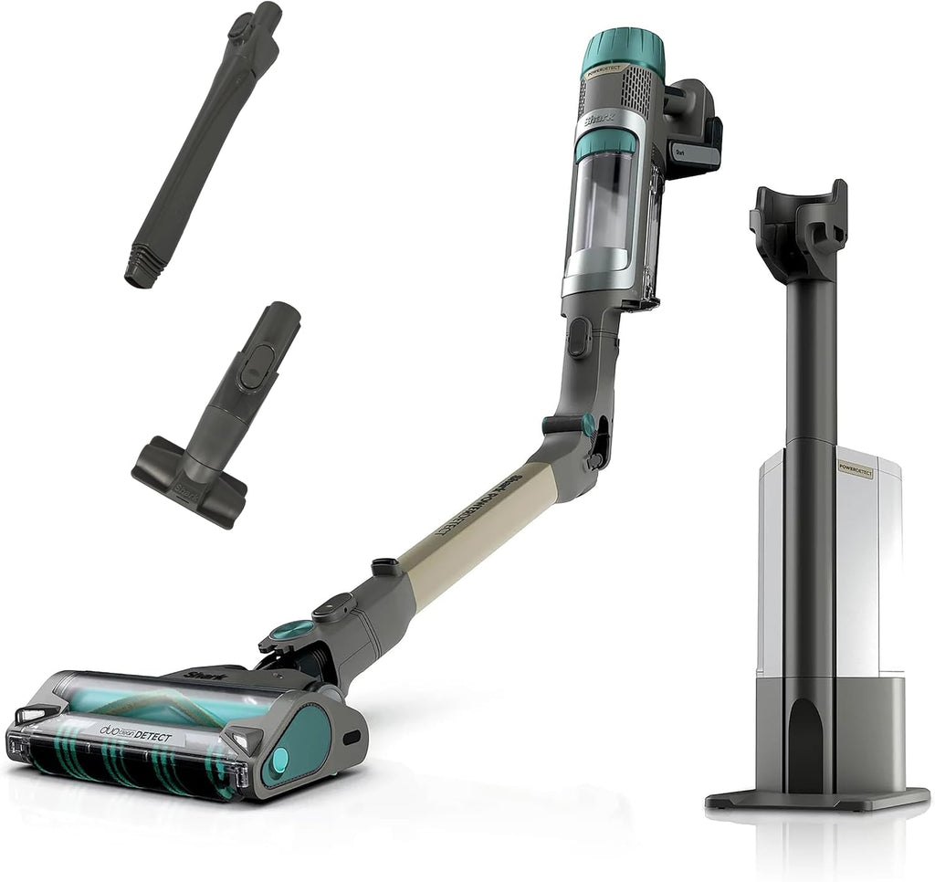 Shark Cordless Vacuum Cleaner with HEPA Filter, PowerDetect Clean & Empty, Powerful Suction, Auto-Empty System, Pet Hair Pickup, Carpets & Hardfloor, Green/Gold (Renewed)