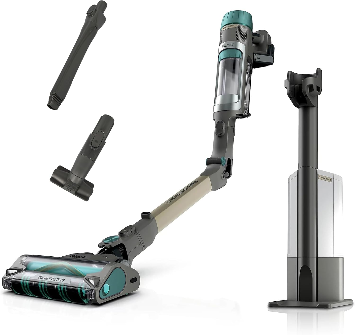Shark Cordless Vacuum Cleaner with HEPA Filter, PowerDetect Clean & Empty, Powerful Suction, Auto-Empty System, Pet Hair Pickup, Carpets & Hardfloor, Green/Gold (Renewed)