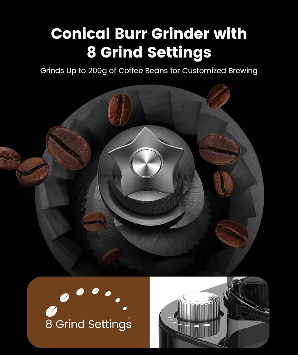 COWSAR 10-Cup Drip Coffee Maker with Built-In Grinder, 24-Hour Programmable, Adjustable Grind & Brew, Keep Warm Plate, 50oz Water Reservoir, Ideal for Home & Office - Black - Commercial Performance