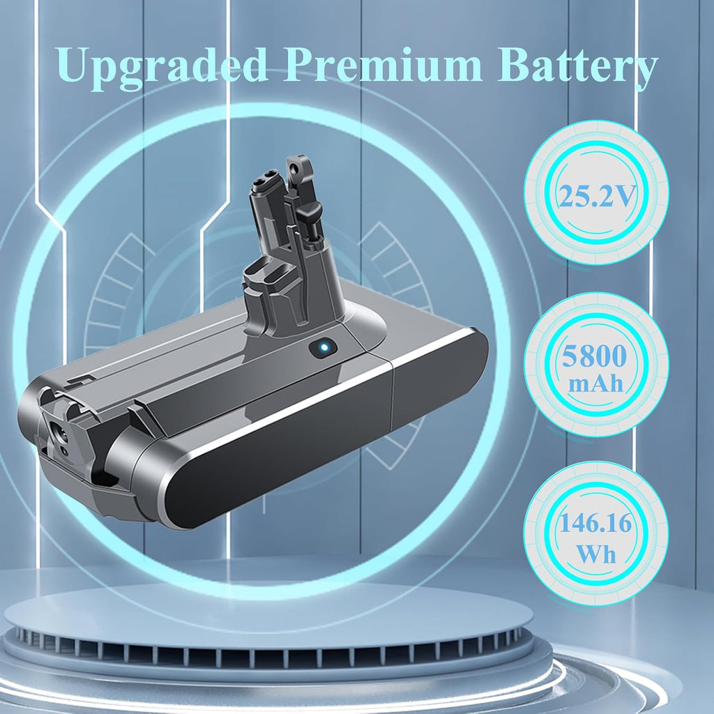5.8Ah Battery Replacement for V11 Screw-in Battery SV14【Not for Click-in Type】 25.2V Compatible with V11 Animal Cordless Vacuum Screw in Type