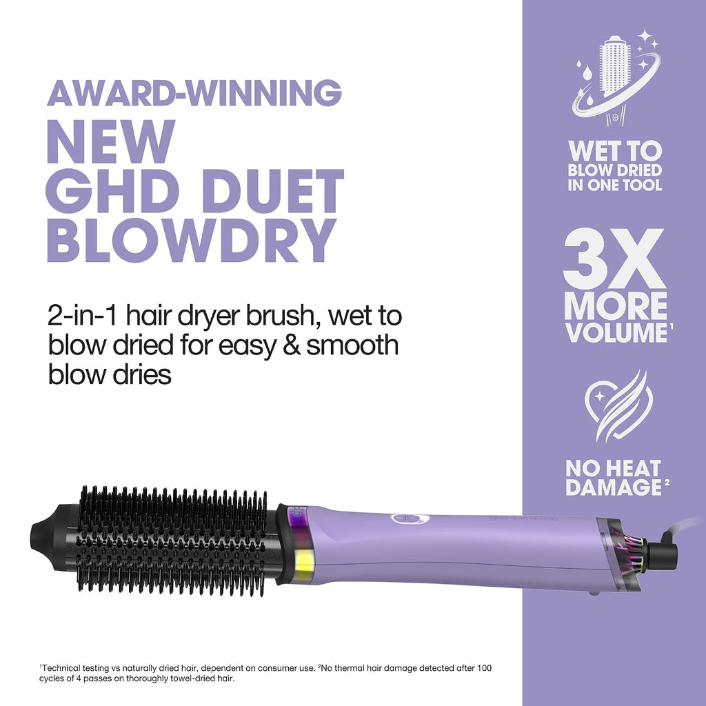 ghd Duet Blowdry-Hair Dryer Brush | Wet to Blow Dried with No Heat Damage | 3X More Volume with 24 Hour Long-Lasting Results | Blow Dry with No Fizz | 50% More Shine
