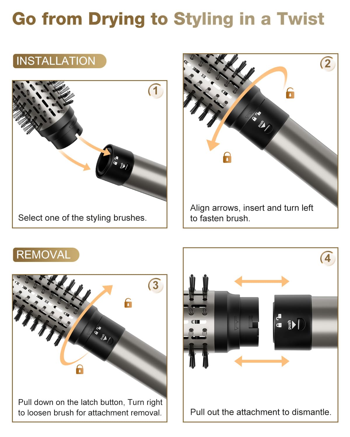 7MAGIC 6 in 1 Multi Hair Styler Dryer Brush, 110,000 RPM High-Speed, Negative Ionic, Fast Drying for Professional Blow Dry, Curling, Volumizing, Straightening and Styling, Silver