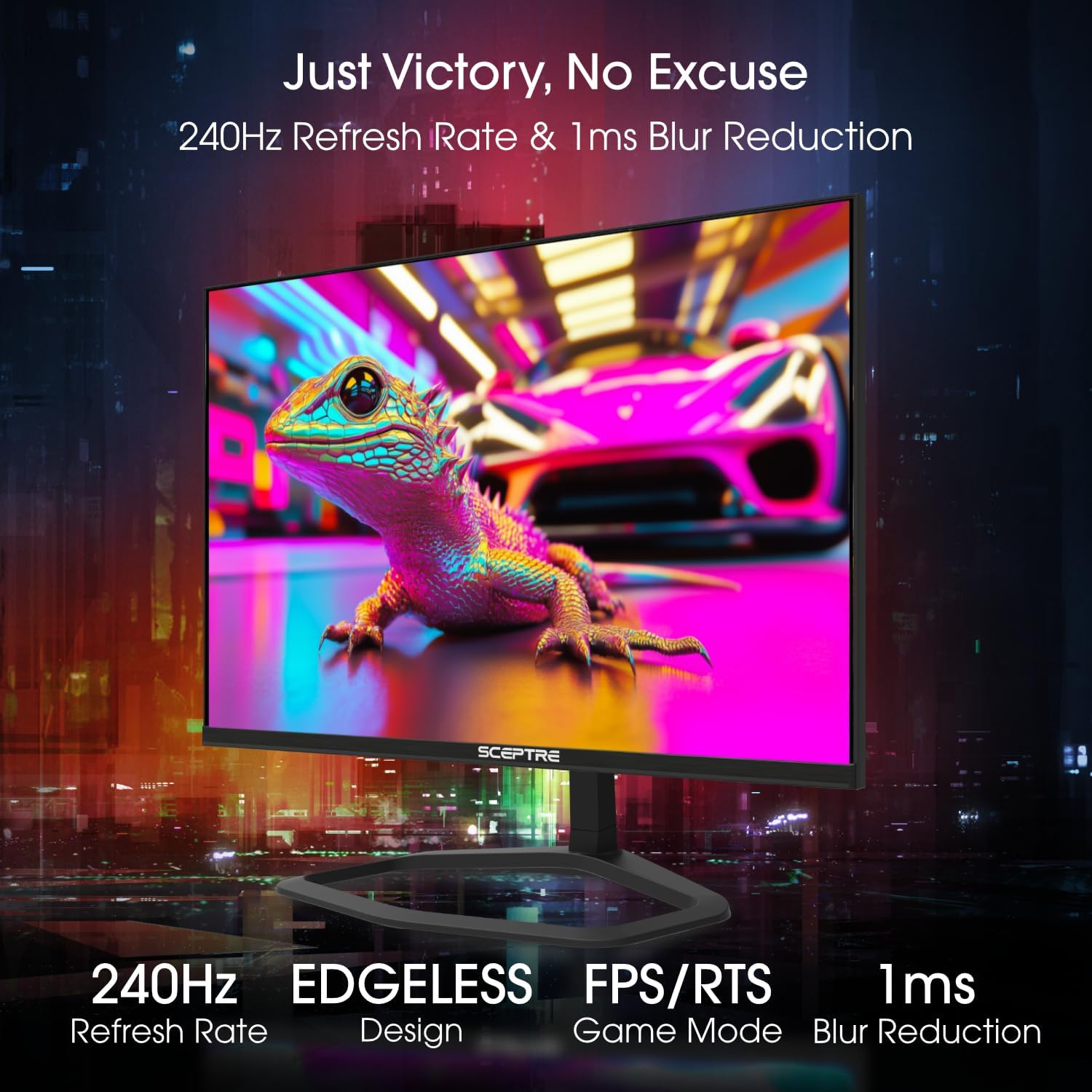 New! Sceptre 24.5-inch Gaming Monitor 240Hz 1ms DisplayPort x2 HDMI x2 100% sRGB AMD FreeSync Premium Build-in Speakers, Machine Black 2026 (E255B-FWD240 Series)