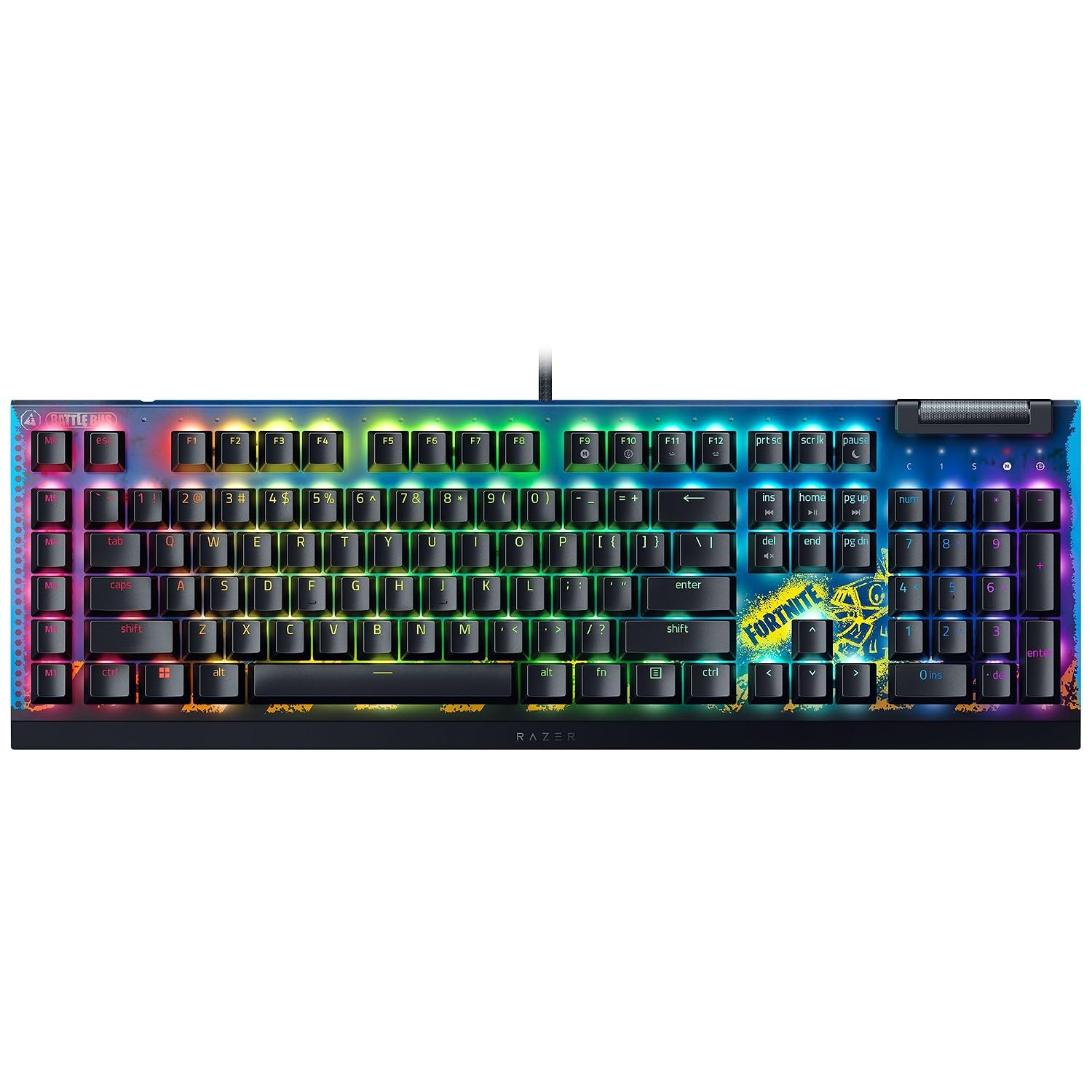 Razer BlackWidow V4 X Mechanical Gaming Keyboard: Yellow Switches Linear & Silent - 6 Macro Keys - Chroma RGB - Doubleshot ABS Keycaps - Roller & Media Keys Snap Tap - Fortnite Edition