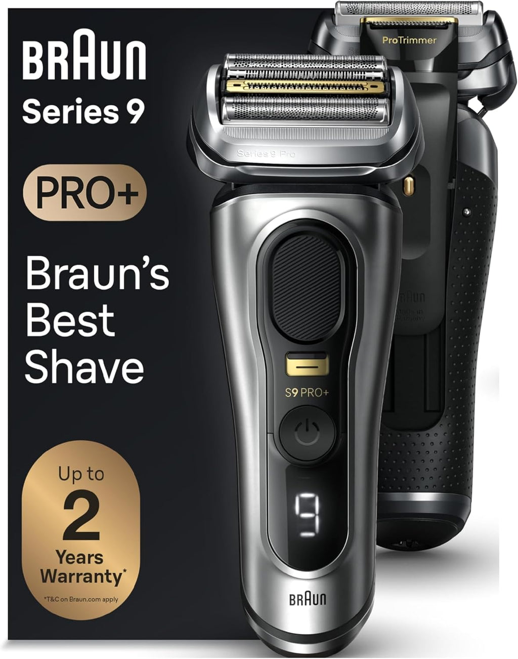 Braun Series 9 PRO+ Electric Razor for Men, 5 Pro Shave Elements & Precision Long Hair Trimmer, 6in1 SmartCare Center, Wet & Dry Electric Shaver for Smooth Skin with 60min Battery Runtime, 9517s