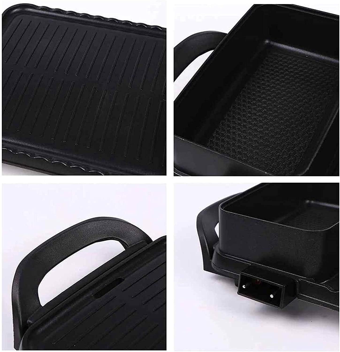 Electric Grill with Hot Pot 2 in 1 Indoor Korean BBQ Grill and Pot with Divider 1600W Separate Dual Temperature Control, Capacity for 2-8 People,Household Nonstick Electric G