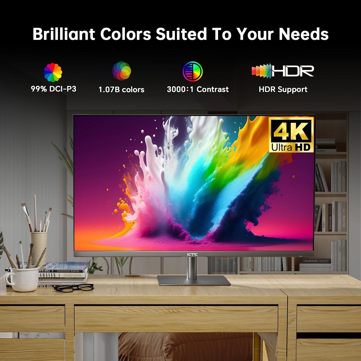 KTC 32 Inch 4K Smart Monitor, Google System UHD (3840x 2160) Smart Monitor with Speakers, Netflix Licensed, Type-C 65W PD, WirelessDisplay, HDR, Bluetooth, Hey Google Voice Remot, VESA Support, A32Q8