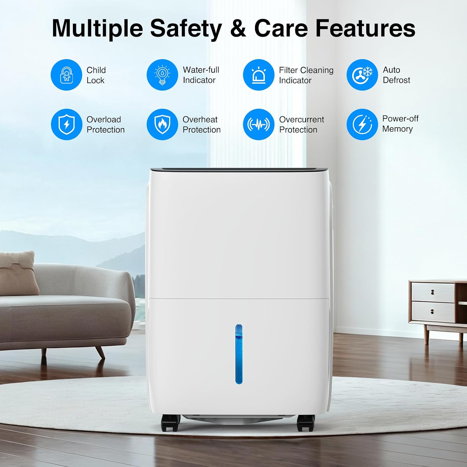 ZAFRO 6000 Sq.Ft Dehumidifiers for Home and Basement with Drain Hose, Energy Saving Max 120 Pints Dehumidifier with Auto or Manual Drainage, Auto Defrost, Three Modes, 24Hrs Timer