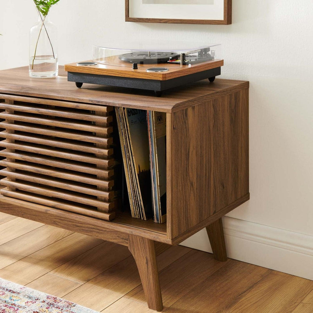 Modway Render Mid-Century Modern 37' Vinyl Record Display Stand in Walnut