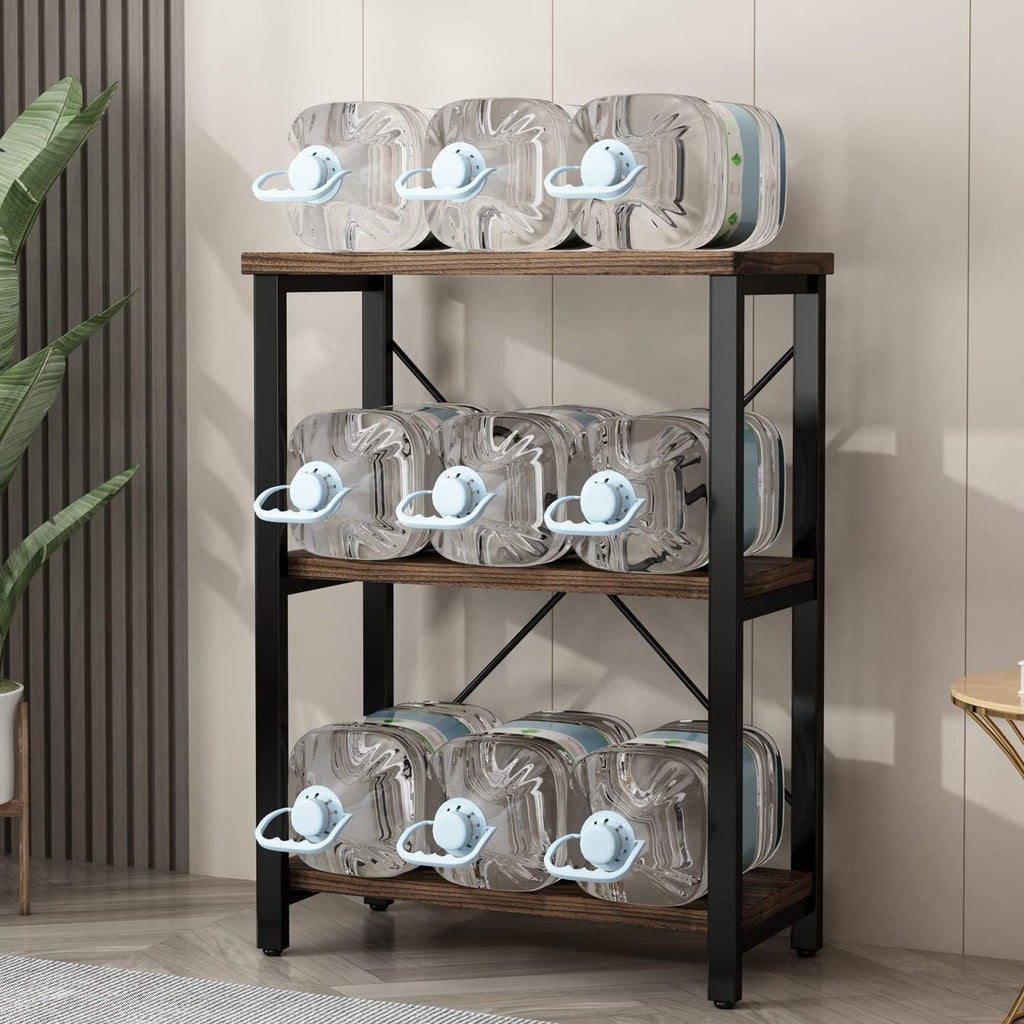 AY-AOYUAN 3 Tier Industrial Solid Wood Bookcases, Open Etagere Bookshelf with Metal Frame, Rustic Wood and Metal Shelving Storage Organizer for Living Room Book Shelves Furniture (AY01-3tier)