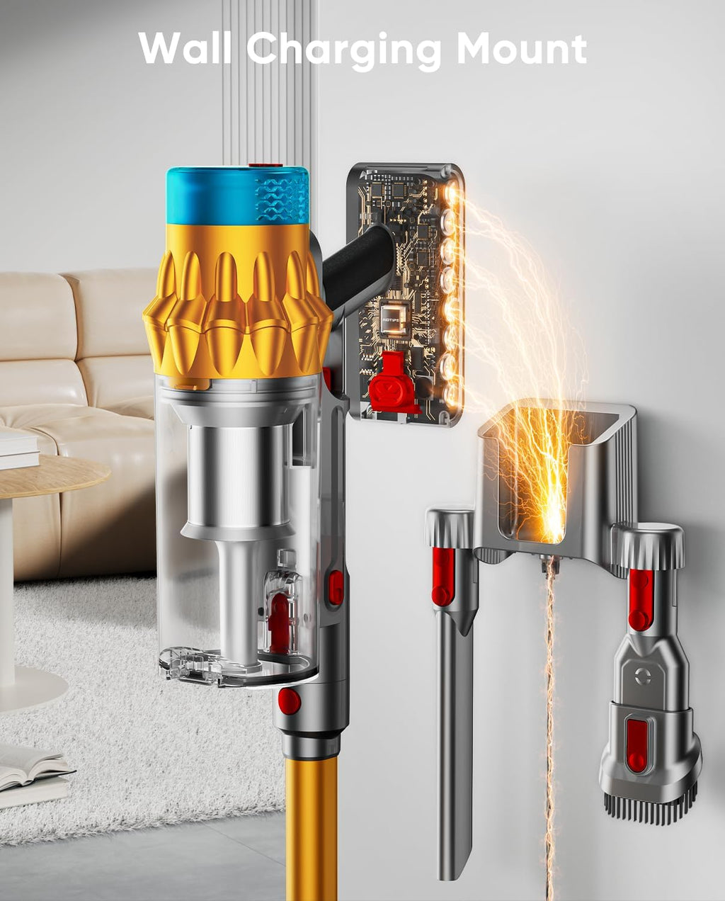 Cordless Vacuum Cleaner, 650W/55KPA, Max 70 Mins Runtime, Self-Standing Vacuum Cleaners for Home, Anti-Tangle Stick Vacuum, Smart Display Vacuum Cordless with 1.8L Cup for Pet Hair/Carpet (Gold)