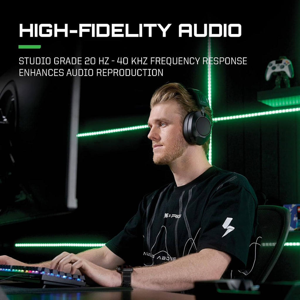 RIG R8 Spectre PRO HX Wireless Gaming Headset for Xbox Series X|S, Xbox One, PC, Mobile; Graphene Drivers, 3D Audio, Noise-Canceling Mic, Dual 2.4GHz / Bluetooth, 60-Hr Battery, RGB Charging Base