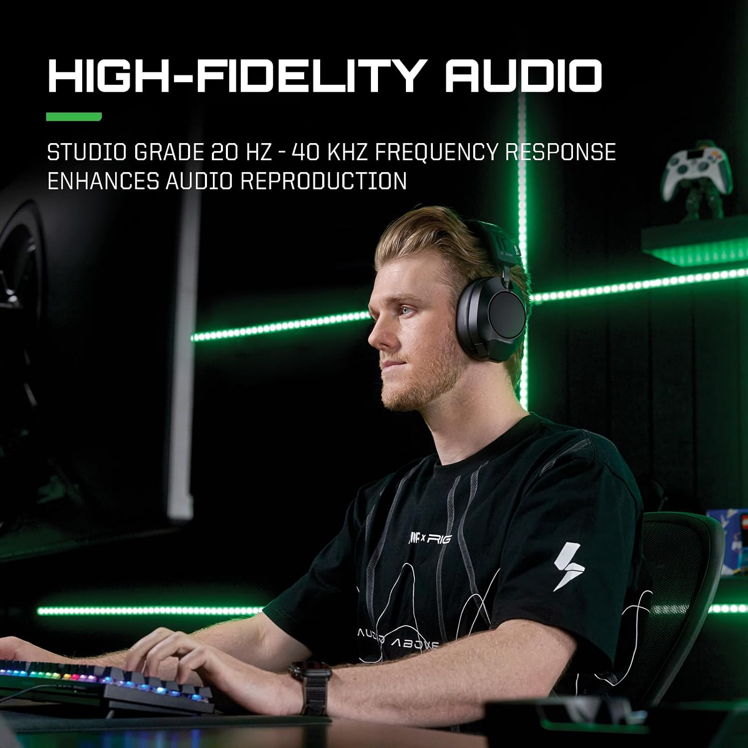 RIG R8 Spectre PRO HX Wireless Gaming Headset for Xbox Series X|S, Xbox One, PC, Mobile; Graphene Drivers, 3D Audio, Noise-Canceling Mic, Dual 2.4GHz / Bluetooth, 60-Hr Battery, RGB Charging Base