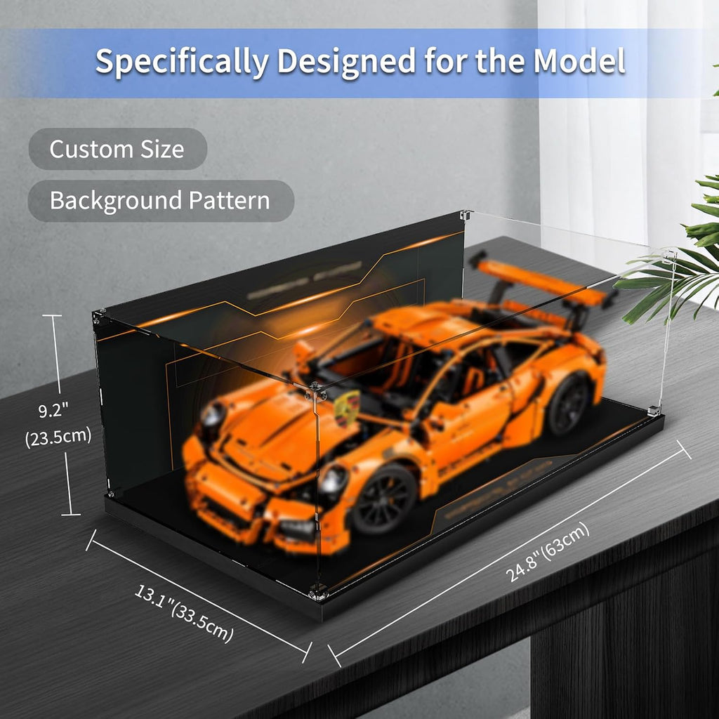 Acrylic Display Case for Lego 42056 Porsche 911 GT3 RS Car Model Building Kit, Dustproof Clear Display Box(The Model NOT Included)