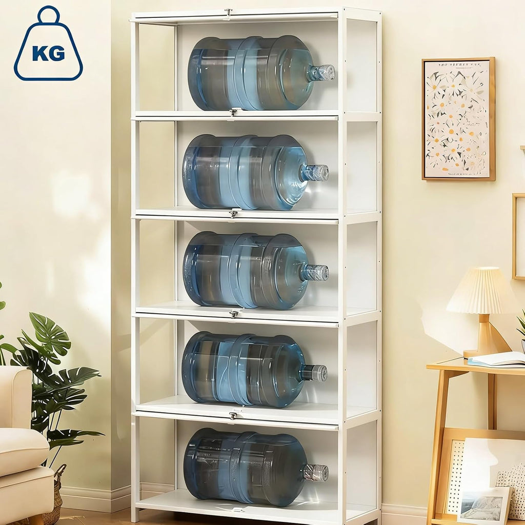 Display Cabinet with Acrylic Glass Doors, 5-Tier Curio Cabinet, Collectibles Toy Organizers Rack & Display Shelf, High Display Case for Home, Office, Playroom, Living Room