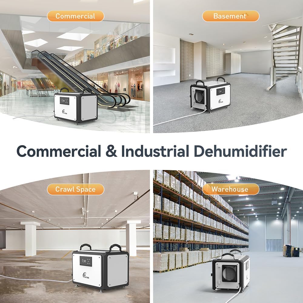 Commercial Dehumidifier 120 Pint with Drain Hose for Crawl Spaces, Industrial, Basements, Garages, Dehumidifier with Pump, Portable, Compact, Large Capacity, Auto Defrost, Memory Restart