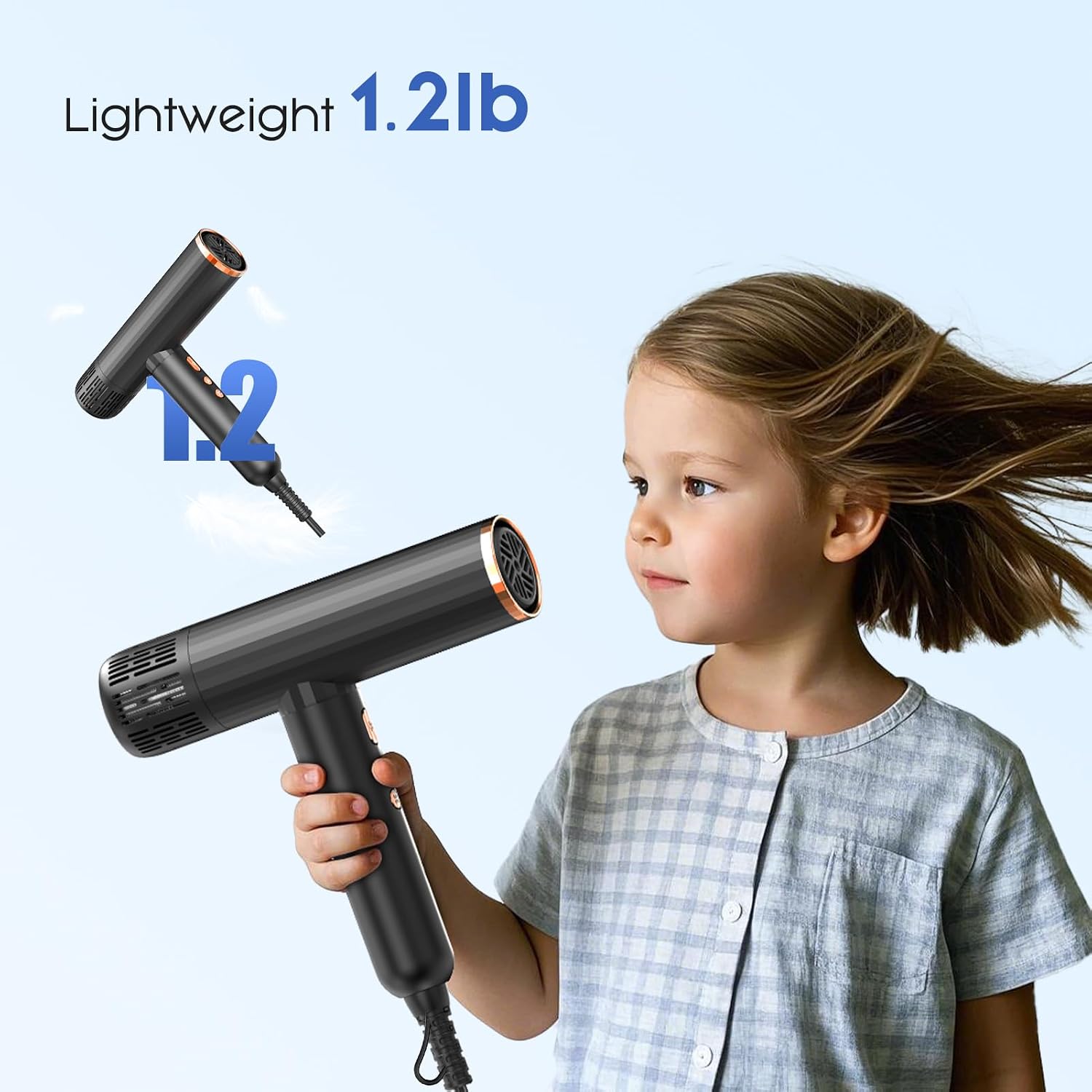 Nicebay Ionic Hair Dryer with diffuser for Curly Hair,1600W &110000RPM High-Speed Brushless Motor for Fast Drying,Professional Blow Dryer for Women,Low Noise,Lightweight,Lock Function,Travel HomeSalon