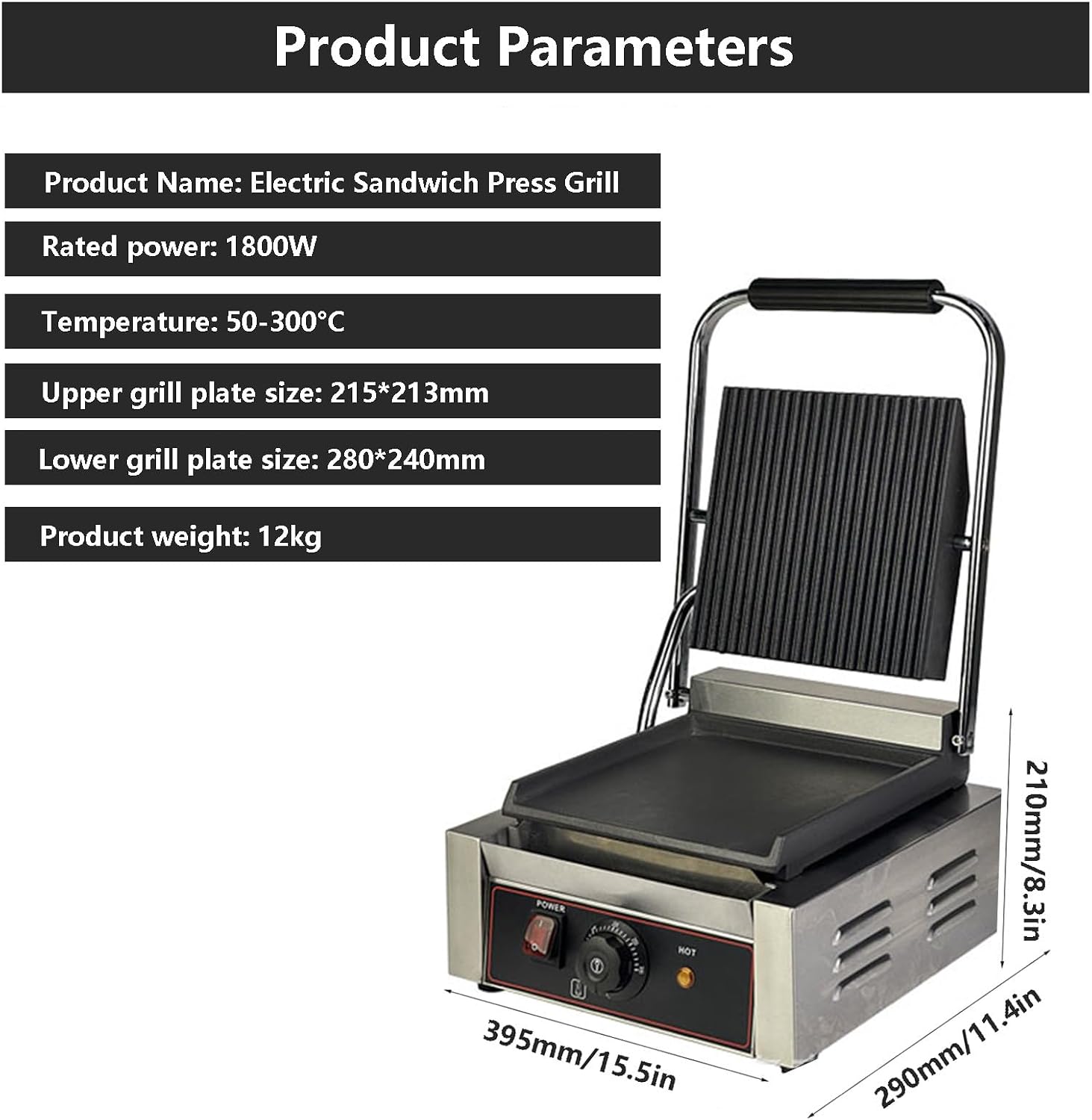 Sandwich Press Grill + Fish Scaler + Corkscrew, Electric Contact Grill with Adjustable Temperature 50-300℃, Nonstick Sandwich Toasters Sandwich Press for Outdoor Camping, Groo/Smoo