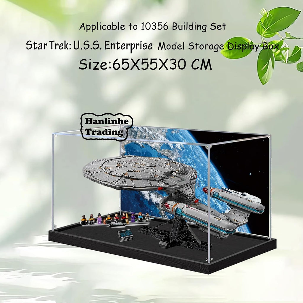 Acrylic Display Case for Lego 10356 Star Trek: Federation Starship Building Set– Dustproof Display Box & Showcase, Display Box Compatible with Lego 10356-Only Display case (Back Spray 1)