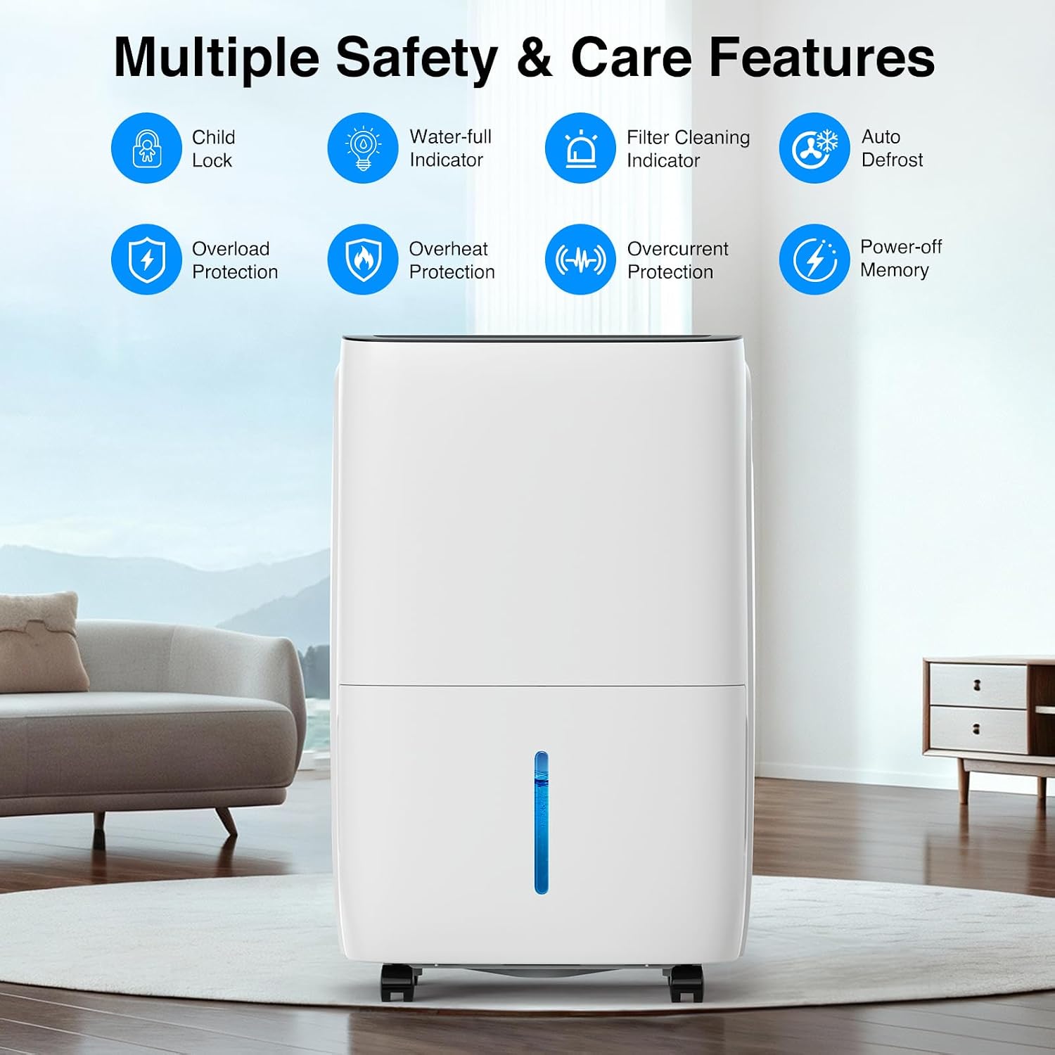 ZAFRO 7000 Sq.Ft Dehumidifiers for Home and Basement with Drain Hose, Energy Saving Max 150 Pints Dehumidifier with Auto or Manual Drainage, Auto Defrost, Three Modes, 24Hrs Timer