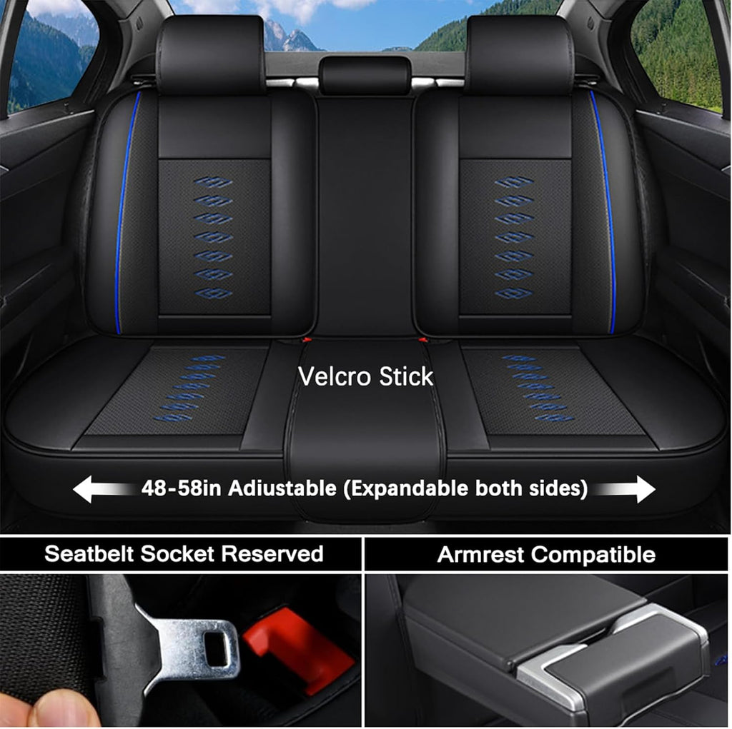 Leather Seat Covers for Lexus LS 460 2007-2017,Premium Car Seat Covers Full Set,Waterproof Car Seat Protectors with Airbag,Comfort Interior Cover Seats for Cars(Black+Blue)
