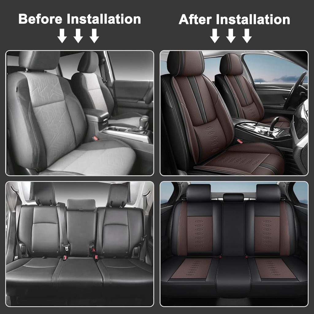 Car Seat Covers 5 Seats Fit for Mazda CX-30 2020-2024 2025,Waterproof Leather Seat Covers,Airbag Compatible,Car Seat Protectors Interior Sets(5PCS with Pillows,Black&Brown)