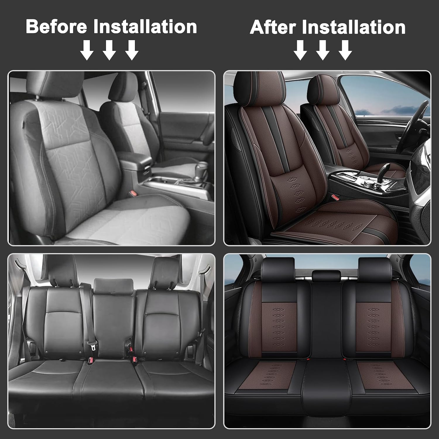 Car Seat Covers 5 Seats Fit for Mazda CX-30 2020-2024 2025,Waterproof Leather Seat Covers,Airbag Compatible,Car Seat Protectors Interior Sets(5PCS with Pillows,Black&Brown)