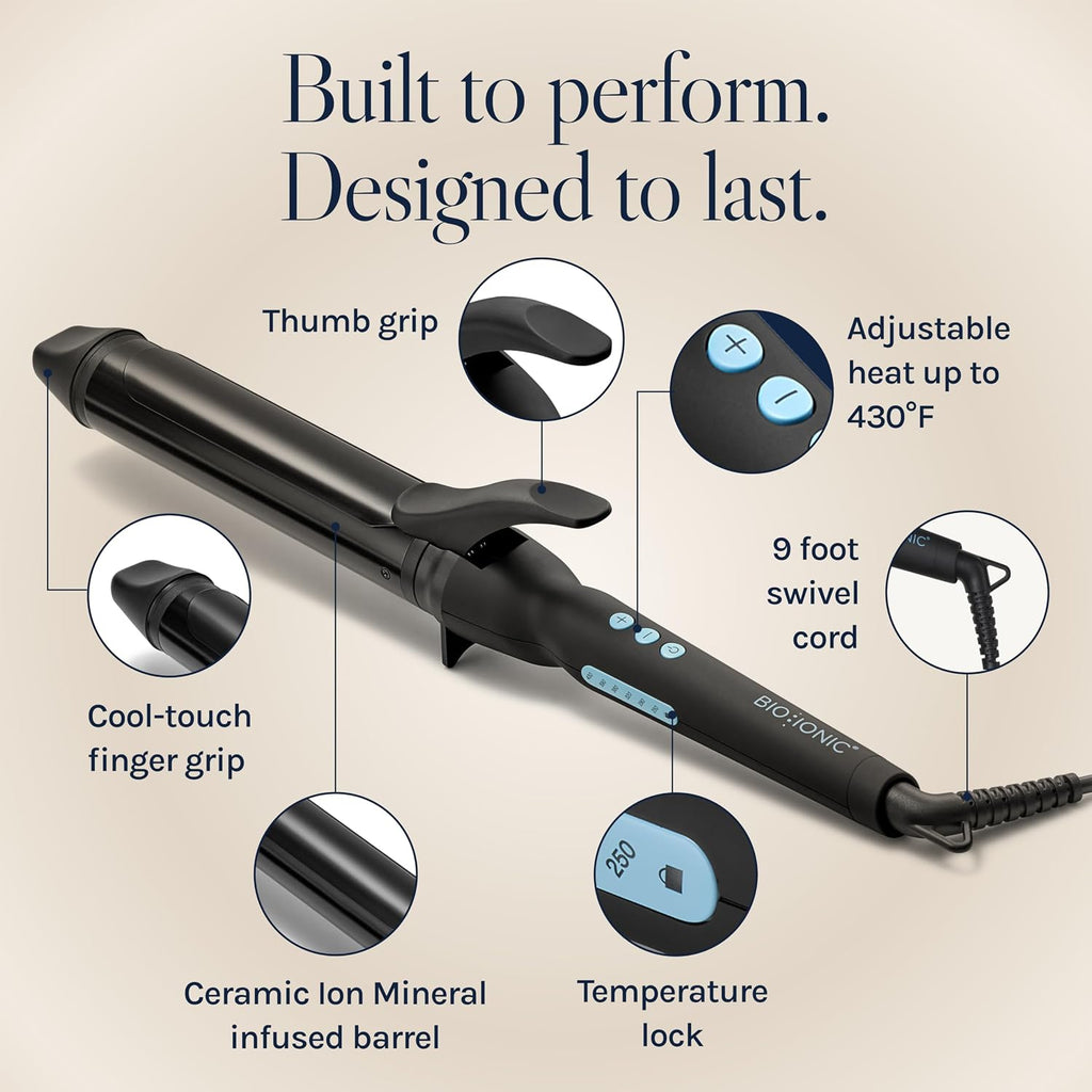 Bio Ionic Long Barrel Curling Iron with Moisture Heat Technology & NanoIonic MX Versatile Curling Wand - Multiple Barrel Sizes for Tight, Classic, Loose & Soft Curls