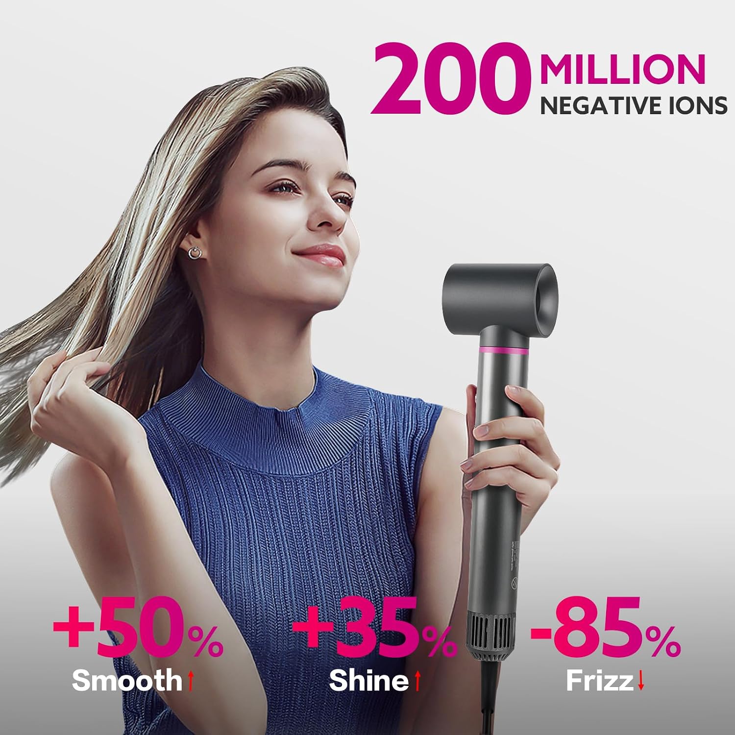 Hair Dryer Brush, webeauty 5 in 1 One Step Professional Hot Air Brush Set for Fast Drying, Curling Drying, Straightening Combing, Hair Styler [Ceramic Coating] [Negative Ion] 110000 RPM (Red)