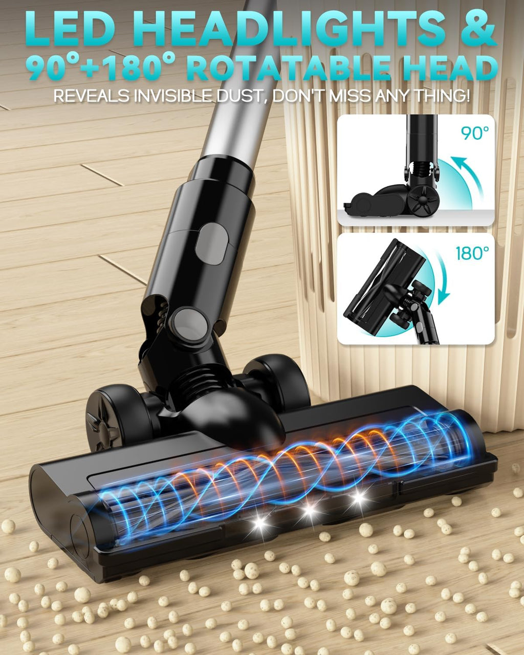 350W Cordless Vacuum Cleaner for Makita Battery, 35kPa Brushless Lightweight Stick Vacuum with 3 Mode Suction, 6 in 1 Stick Vacuum Cleaner with HEPA for Floor, Carpet, Car (Battery Not Included)