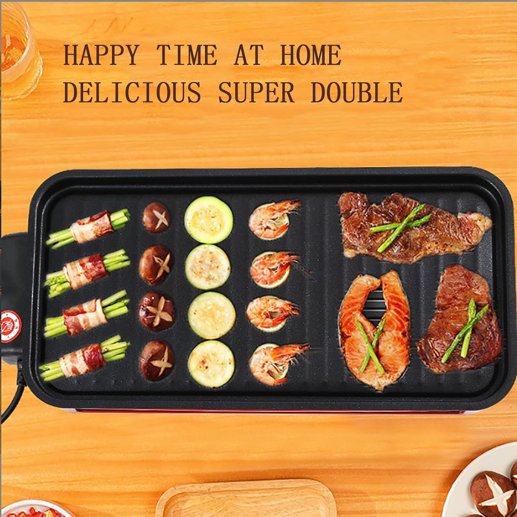 ERICAT Smokeless Indoor Grill, Electric Smokeless Rack with Non-Slip Feet, Non-Stick Cooking Surface and 5 Gear Adjustable Temperature Knob,Even Heating and Detachable Washable, for Bonfire, Patio
