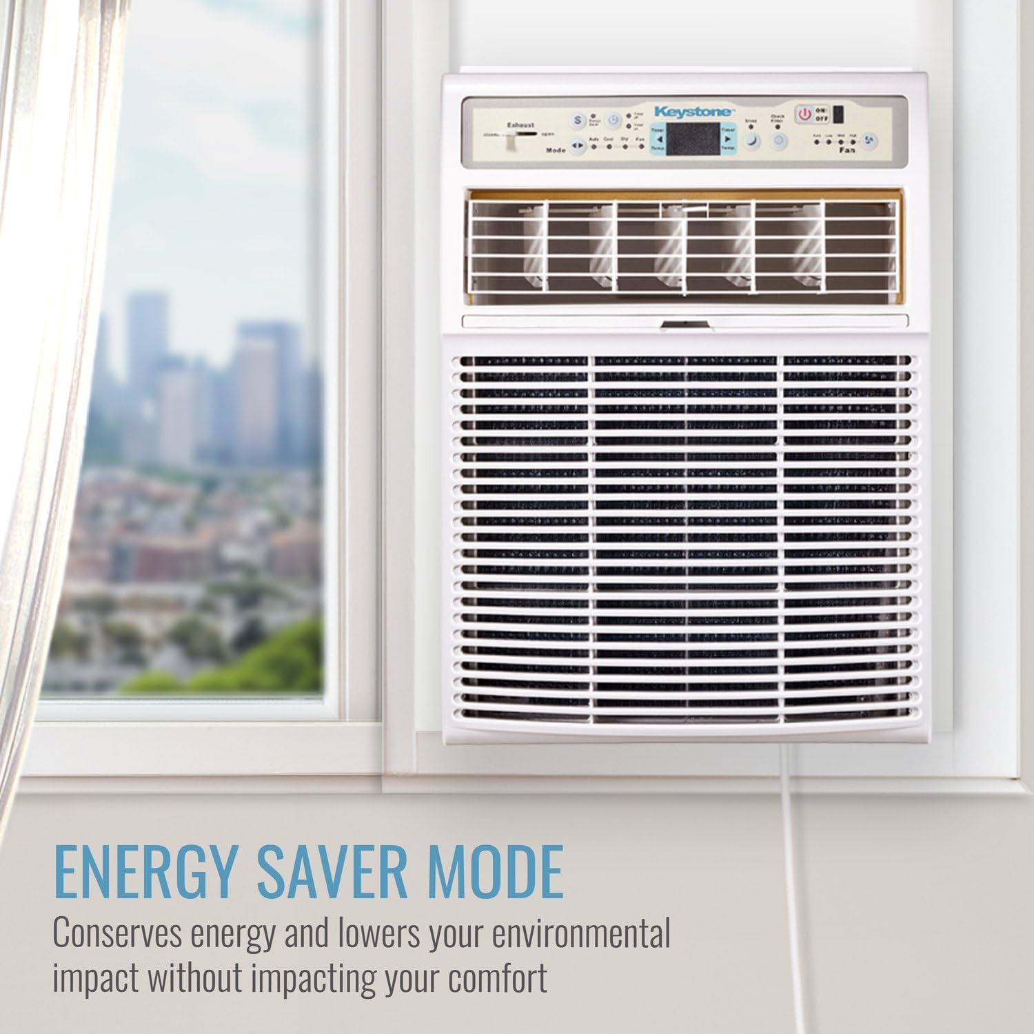 Keystone 8,000 BTU Slider Window Air Conditioner and Dehumidifier, 115V Air Conditioner Window Unit for Bedroom, Living Room, and Small-Medium Sized Rooms up to 350 Sq.Ft., 4-Way Air Direction Control