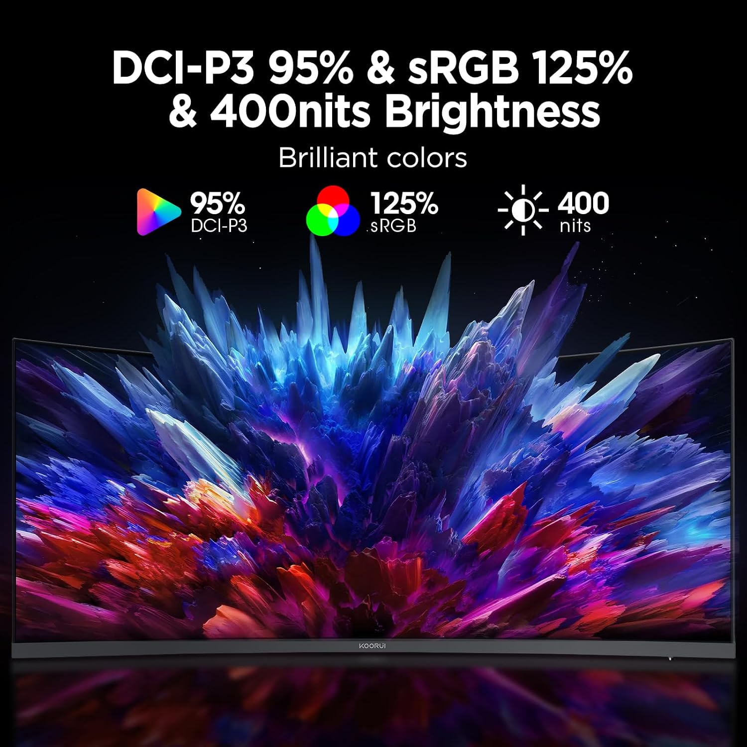 KOORUI 34-inch Curved Ultrawide WQHD 3440×1440 Gaming Monitor, 180Hz 1000R- PIP/PBP, 1ms(MPRT), HDR400, DCI-P3 95%, FreeSync Premium, 1 x DP 1.4 & 2 x HDMI 2.0, Tilt Height Swivel Adjustment, 34E6UC