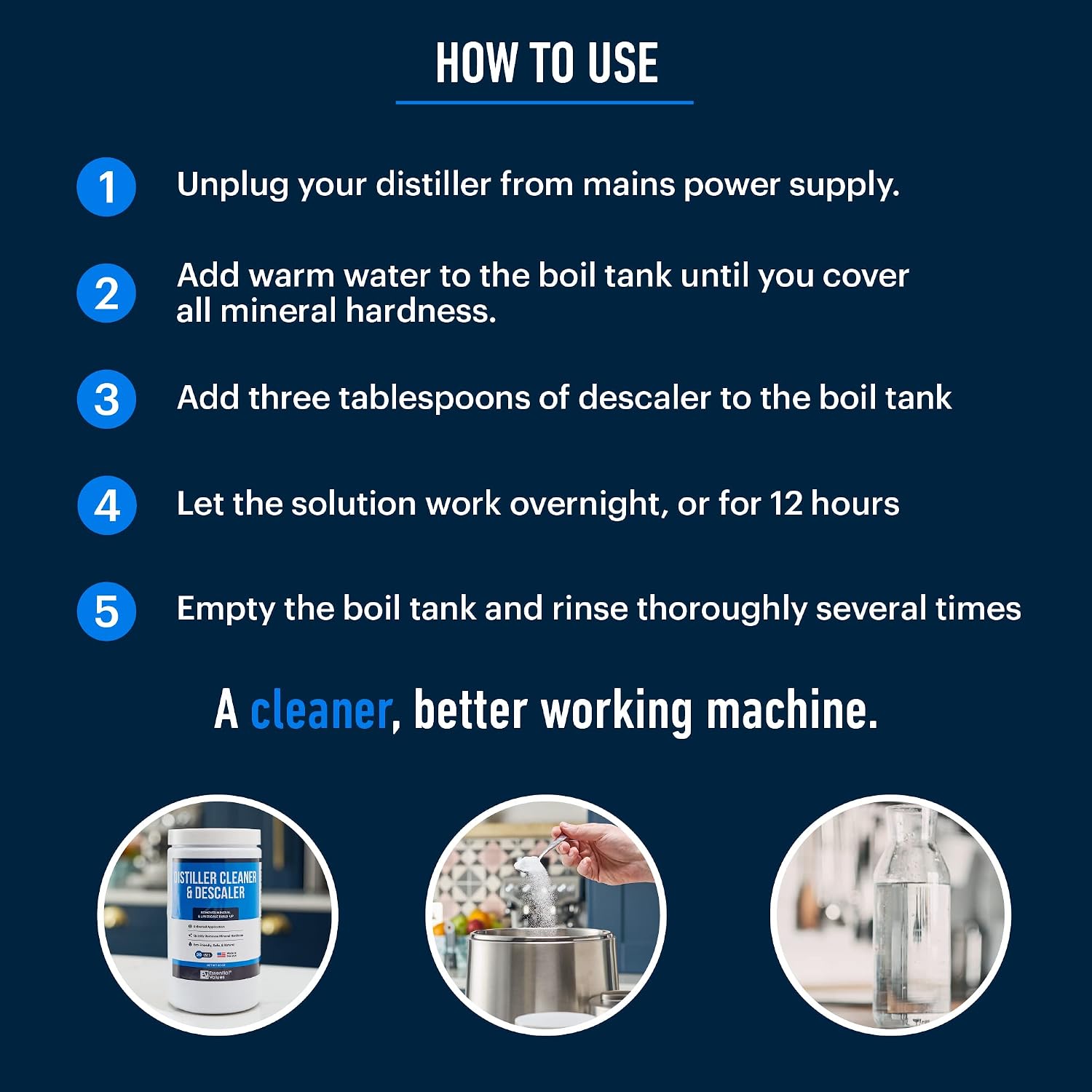 Essential Values Universal Descaler - Espresso Descaling Solution - Coffee Machine Cleaner - Critic Acid Tea Kettle Urn Water Distiller Cleaner - Manufactured in USA - 8 Pack