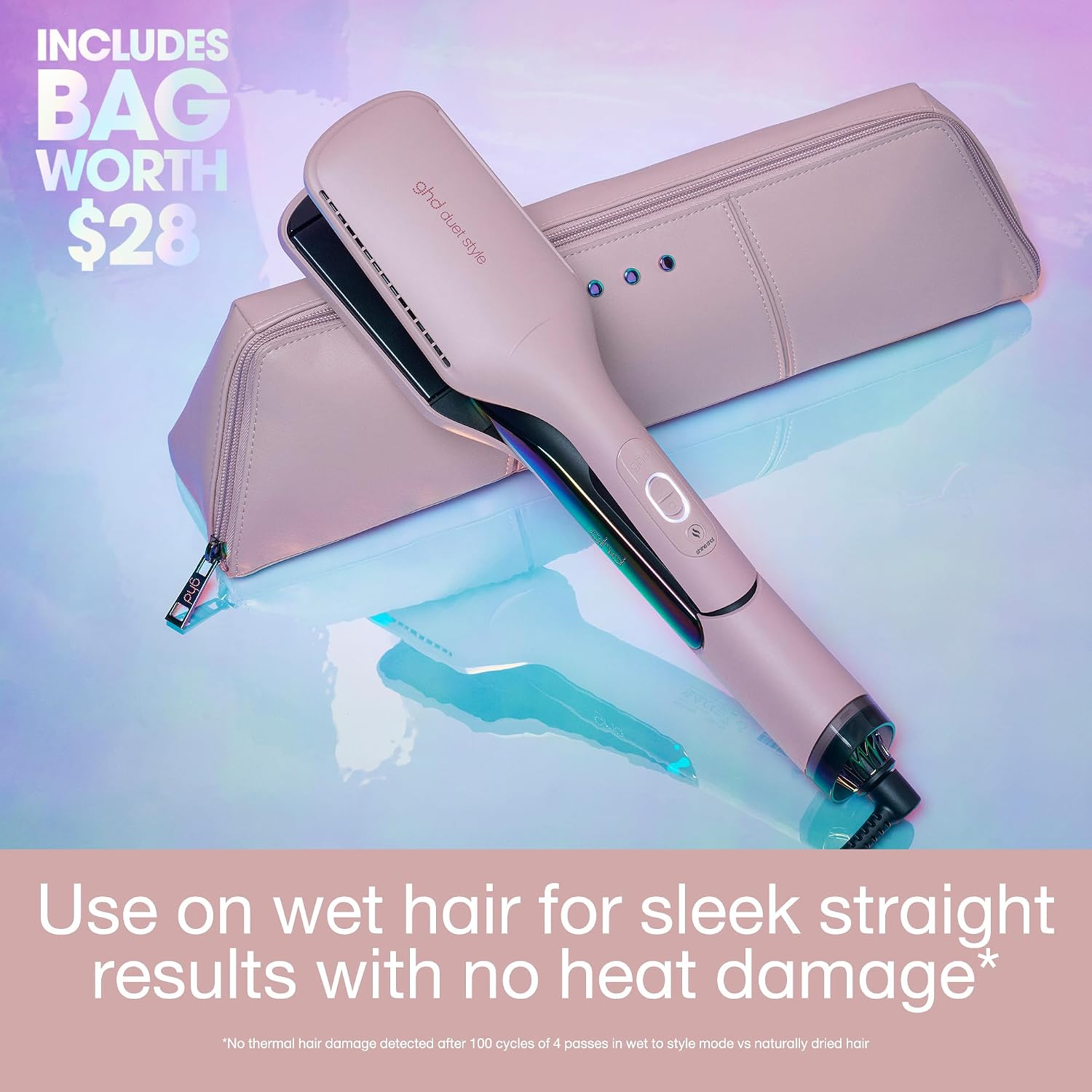 ghd Duet Style - 2-in-1 Flat Iron Hair Straightener + Hair Dryer in One Tool | Transform Hair from Wet to Styled with No Heat Damage | Blow Dry with No Fizz | 2X More Shine