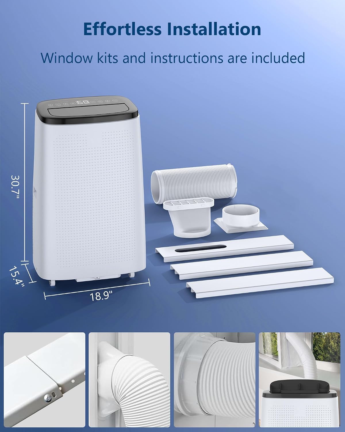 GarveeTech 14,000 BTU Portable Air Conditioner for Indoor Rooms, 3 in-1 AC Unit for Bedroom 550-750 Sq.Ft, Dehumidifier, Fan, Sleep Mode, 24 Timer, Remote Control, Window Kits